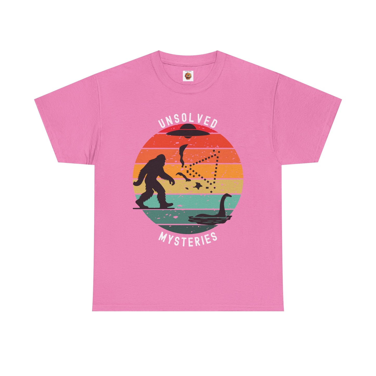 Vintage Retro Sun Cryptid Unsolved Mysteries Exploration Unisex Heavy Cotton Tee Shirt T-Shirt - UFO, Alien, Bigfoot, Lochness Monster, Bermuda Triangle, Geek, Nerd