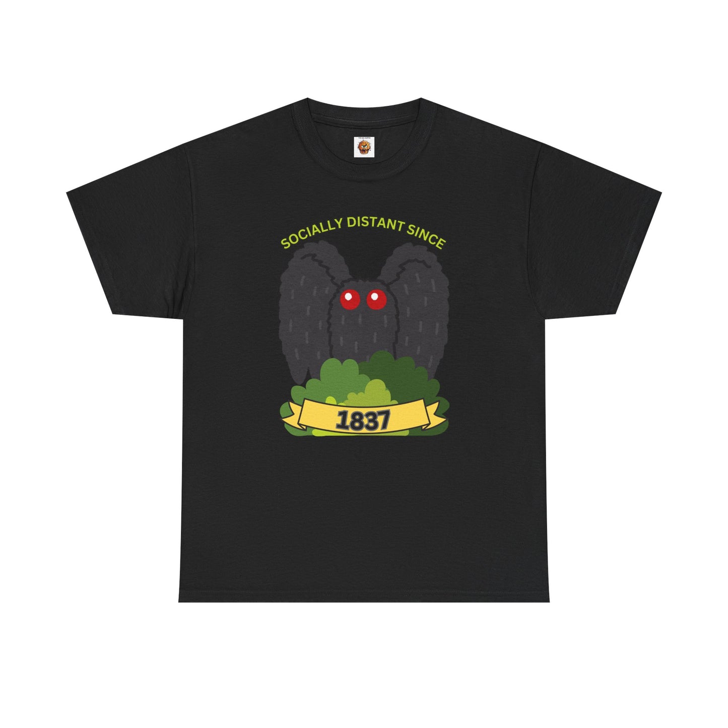 Mothman 'Socially Distant Since 1837' Unisex Tee, Funny Graphic Tee, Quirky T-Shirt, Casual Wear, Gift for Friends, Paranormal, Cryptid, Geek, Nerd, Scary, Creepy