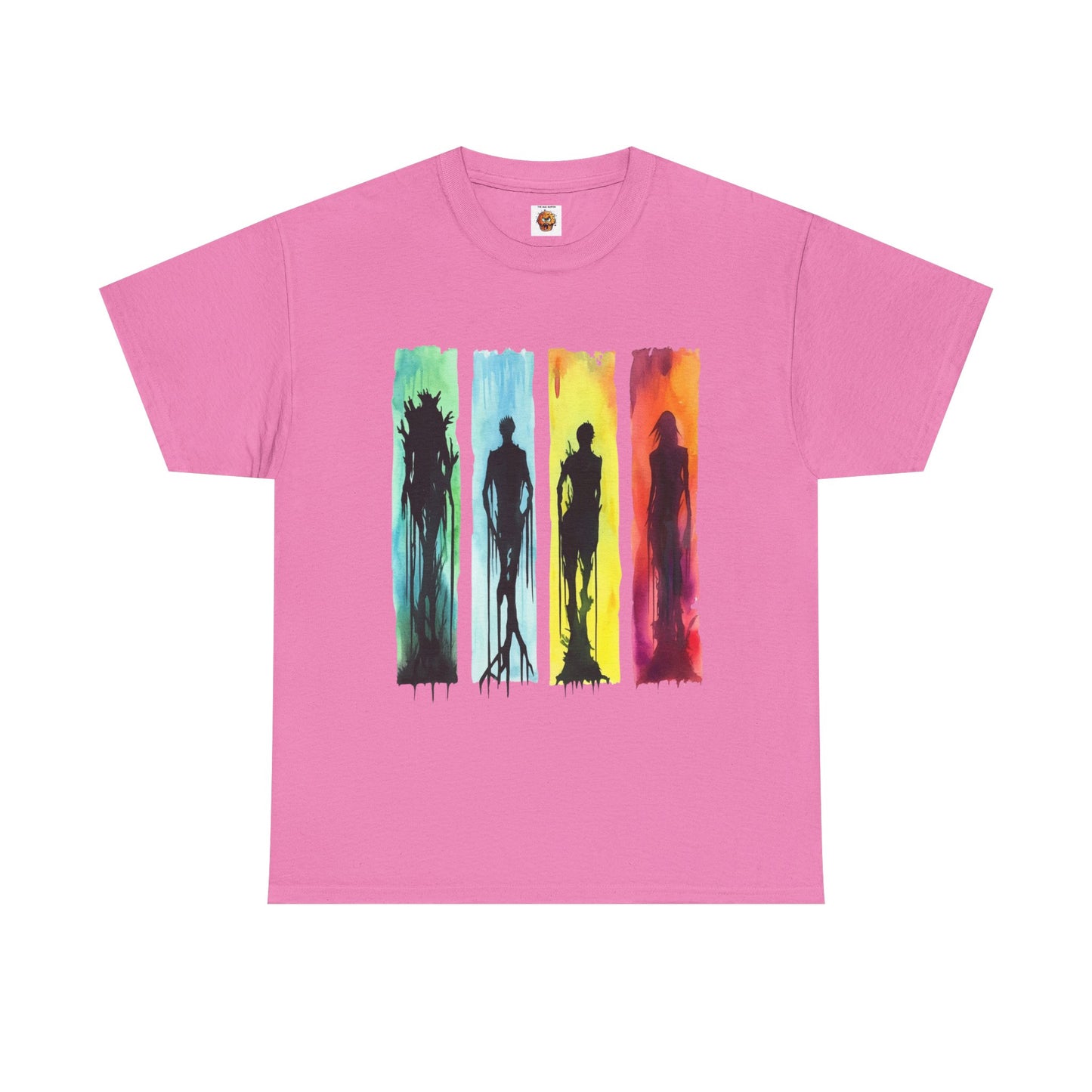 Watercolor Brushstroke Horror Monsters Unisex Heavy Cotton Tee Shirt - Zombie, Scary, Halloween, T-Shirt, Colorful, Geek, Nerd