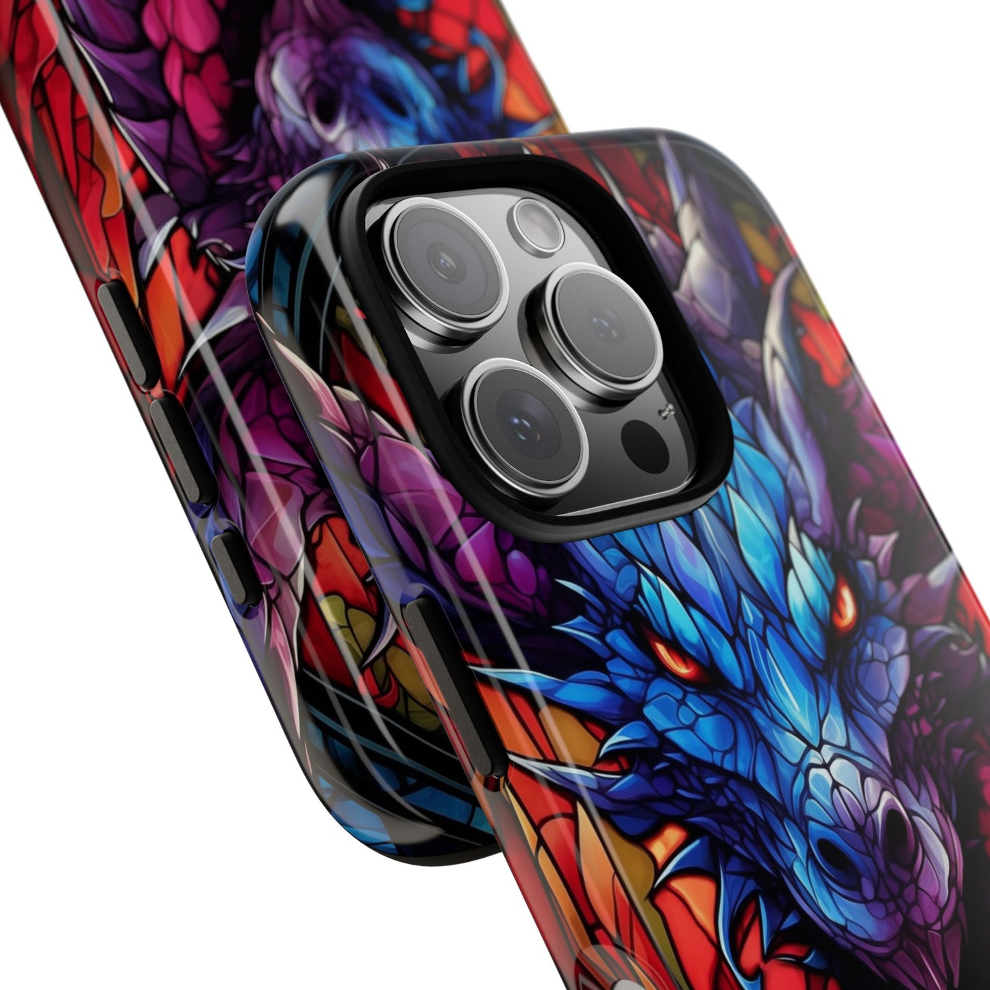 Colorful Blue Dragon Stained Glass Design Phone Case - Tough and Stylish Protection for Your Device, iPhone, Samsung, DND, Fantasy