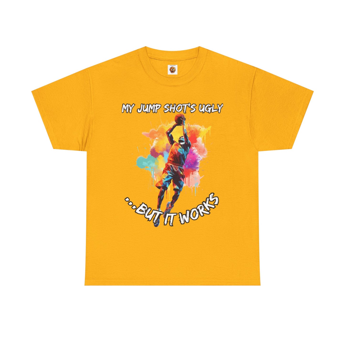'My Jump Shot's Ugly, But It Works' Basketball Quote Tee: Fun Graphic Shirt for Sports Lovers, Gift for Athletes & Fans, Casual Wear, Birthday Gift, Workout Apparel