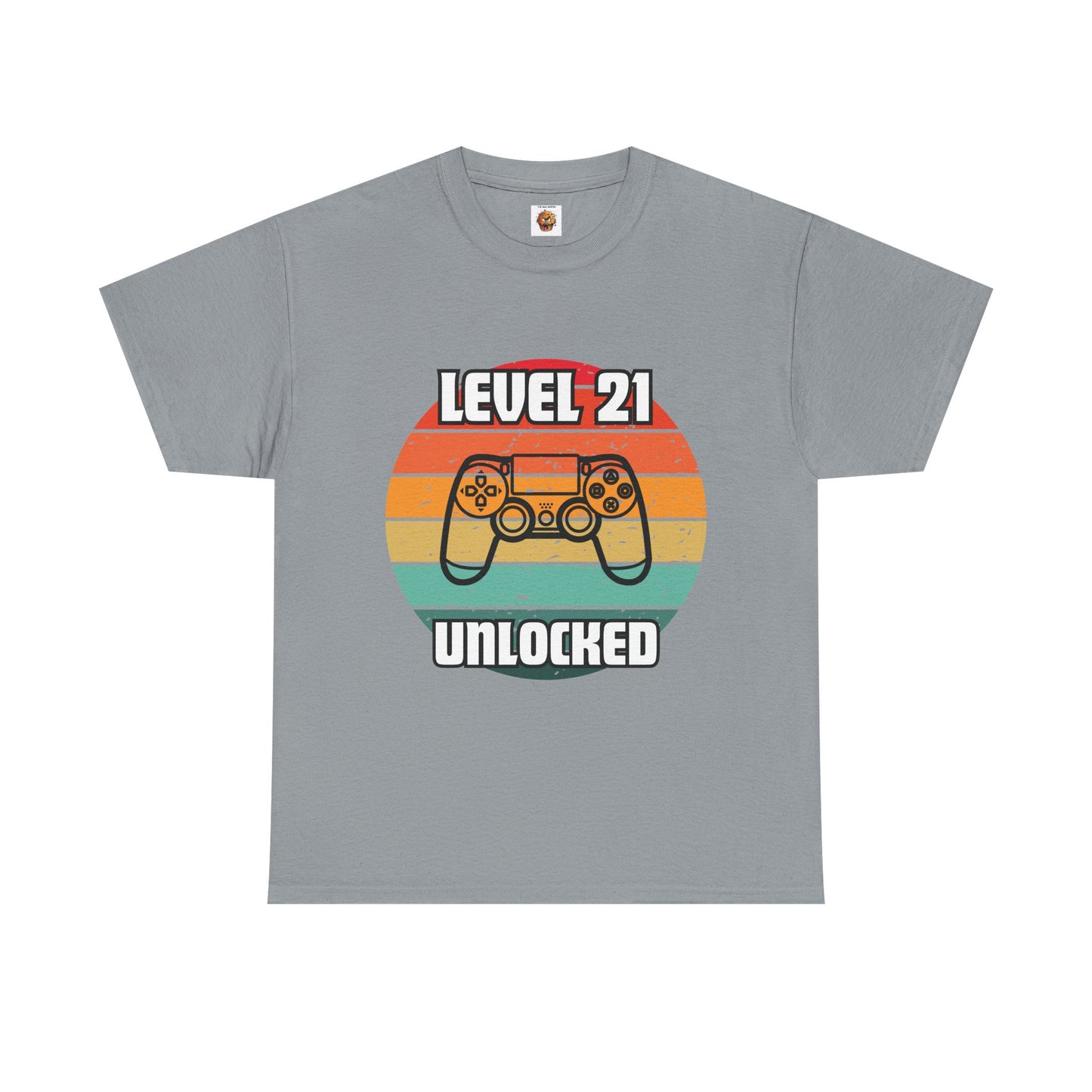 Gaming Level 21 Unlocked Tee - Unisex Heavy Cotton T-Shirt, Video Game, Gamer, Happy Birthday Shirt, Geek, Nerd, Retro
