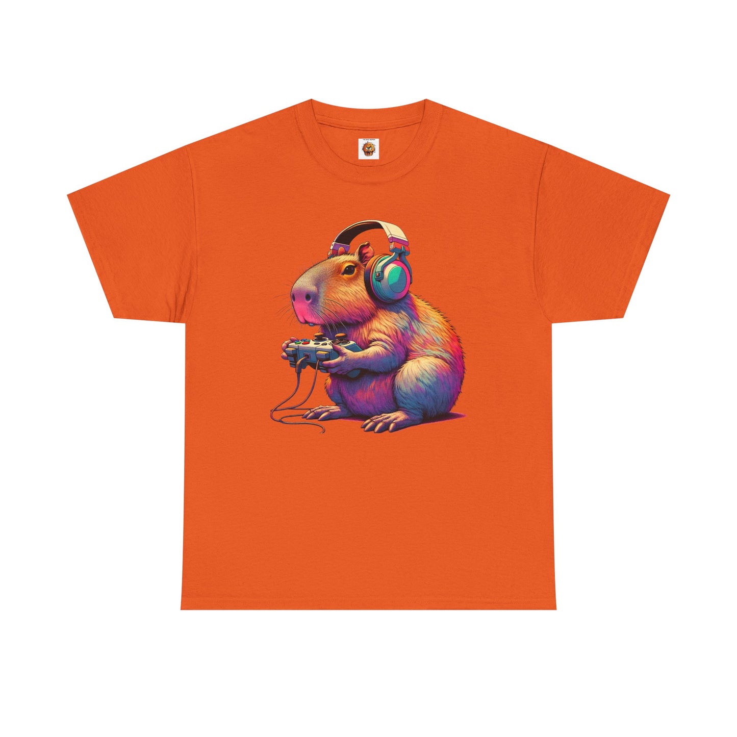 Cute Kawaii Gamer Capybara Guinea Pig Unisex Heavy Cotton Tee Shirt - Headphones, Earphones, Gaming, Anime, Video Game, Geek, Nerd