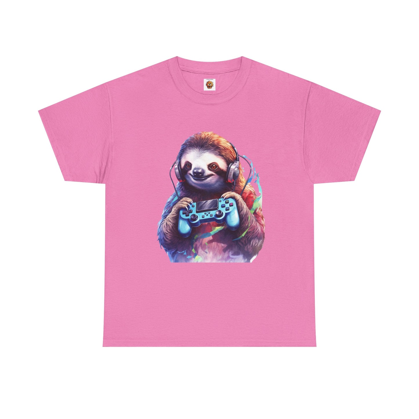 Cute Kawaii Gaming Sloth Unisex Heavy Cotton Tee - Animal Shirt, Gamer Apparel, Video Game, Anime, Weeb, Otaku, Geek, Nerd