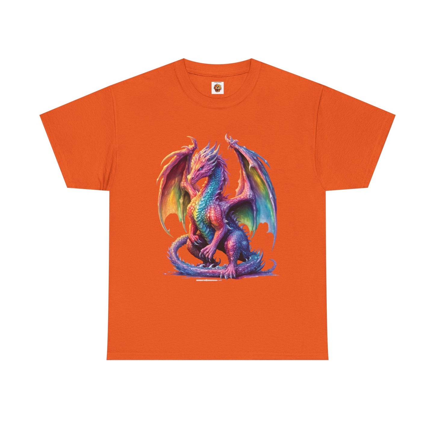 Colorful Rainbow Dragon Unisex Heavy Cotton Tee - Vibrant Fantasy T-Shirt, DND, RPG, TTRPG, Roleplaying, Geek, Nerd