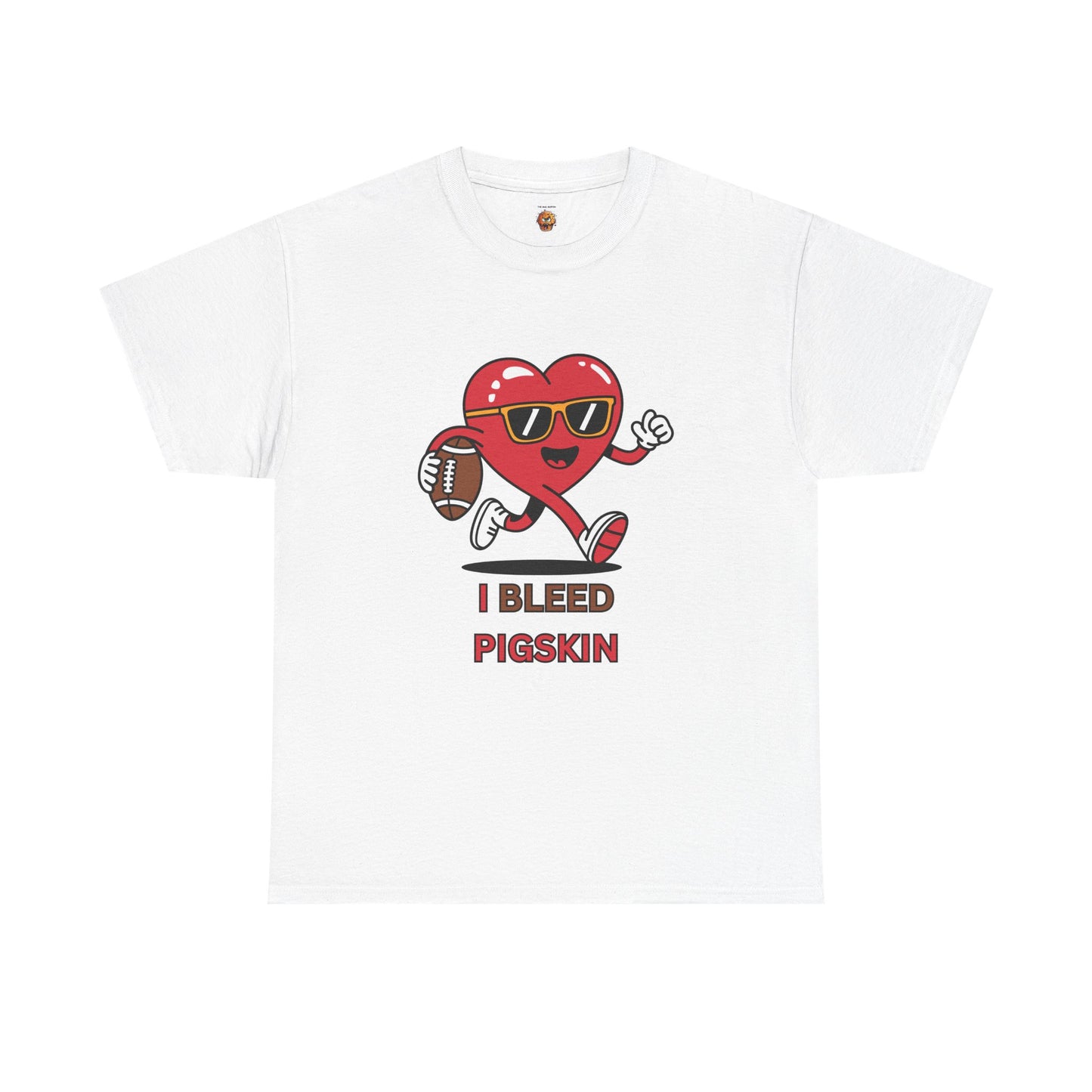 'I Bleed Pigskin' Stylish Football Heart Tee, Casual Wear, Sports Fan Gift, Unisex T-Shirt, Perfect for Game Day, Teen Apparel, Gift for Him/Her