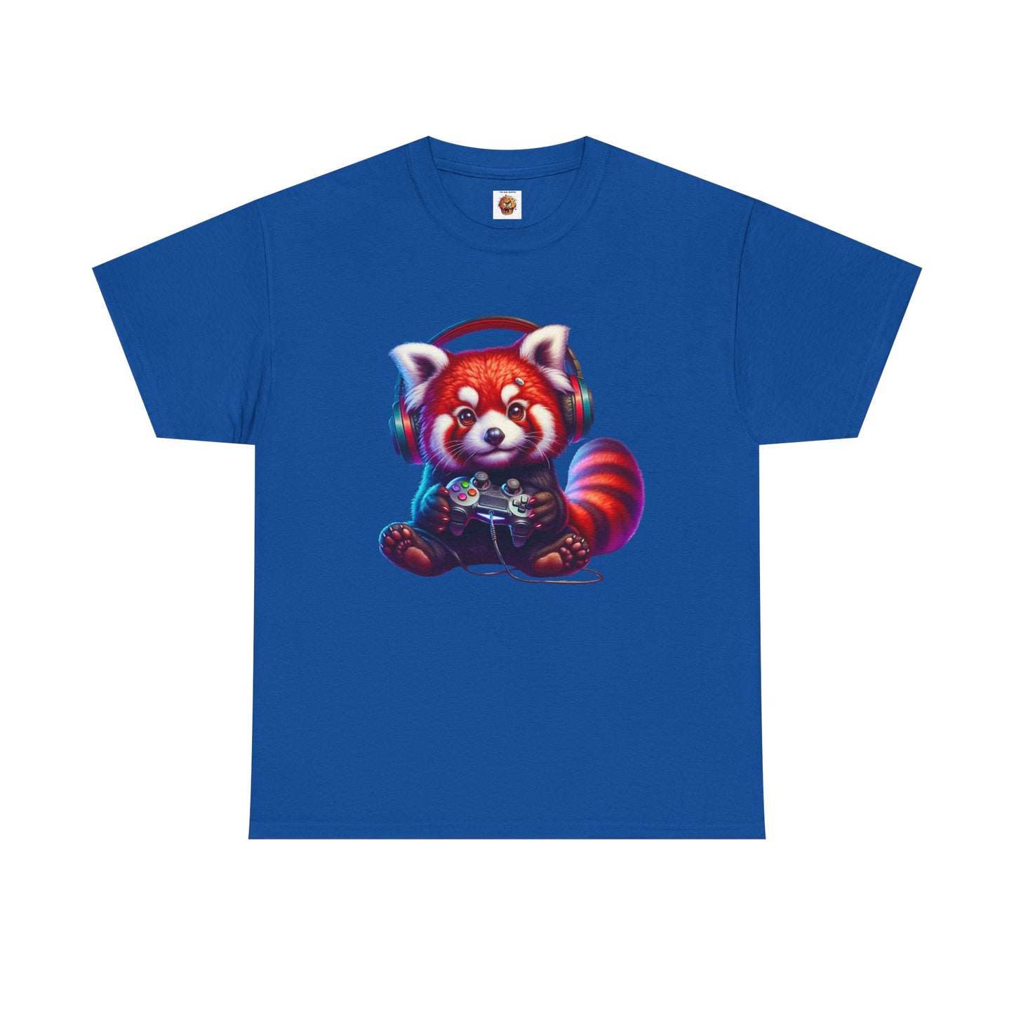 Cute Kawaii Gaming Red Panda Tee - Unisex Heavy Cotton Tee Shirt, Gamer, Anime, Headphones, Earphones, Geek, Nerd