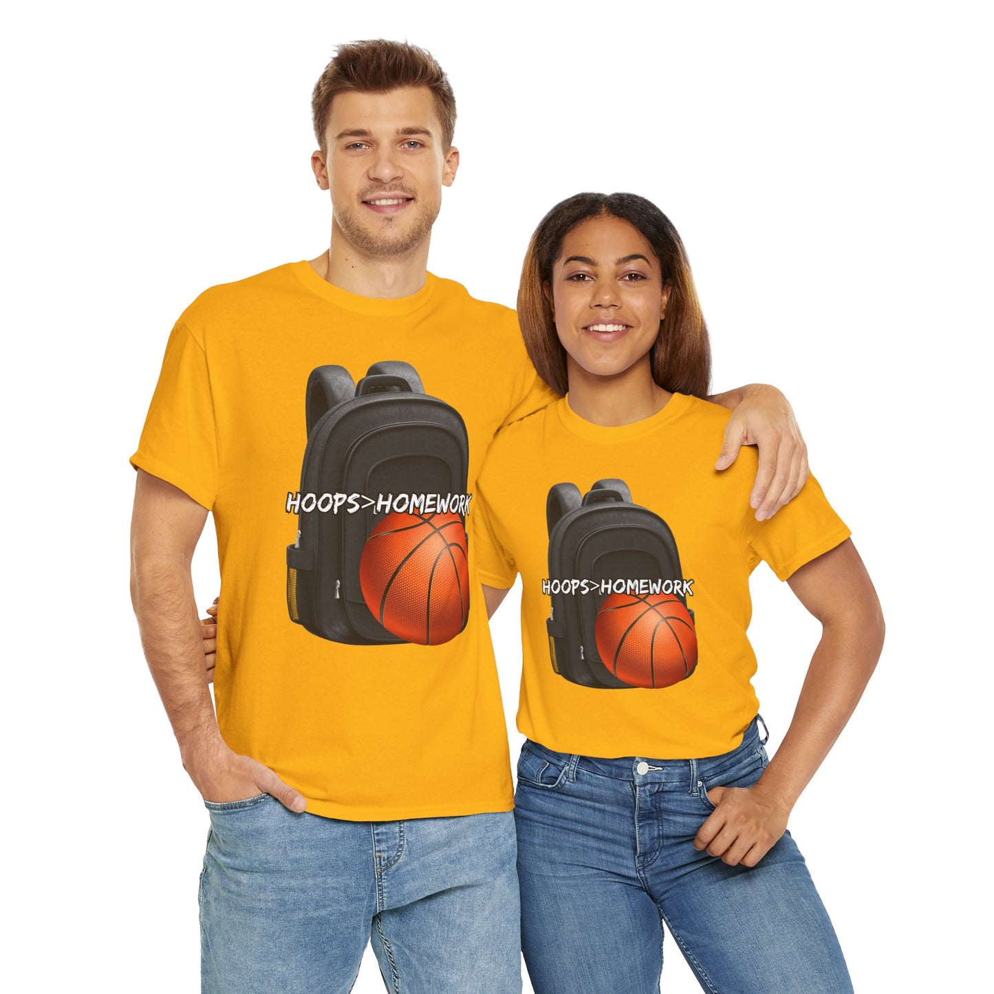 Basketball Tee: Hoops Over Homework, Unisex Cotton Shirt for Sports Lovers, Perfect for Students, Birthday Gift, Game Day Wear