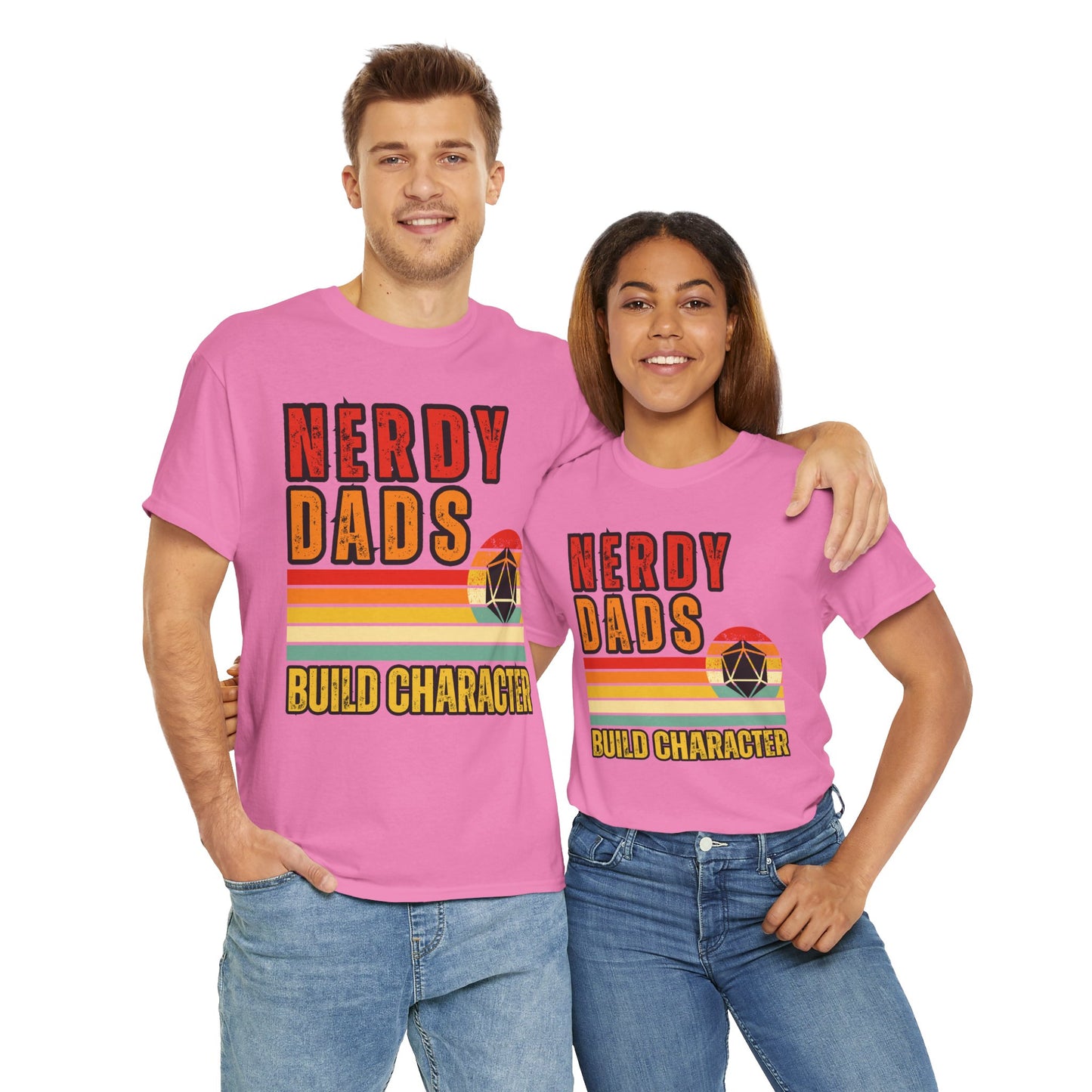 Funny 'Nerdy Dads Build Character' Tee - Perfect Gift for Father's Day, Casual Days, Parenting Humor, Unisex Cotton Shirt, Family Fun, Father, Dad, DND, RPG, TTRPG, Geek, Nerd
