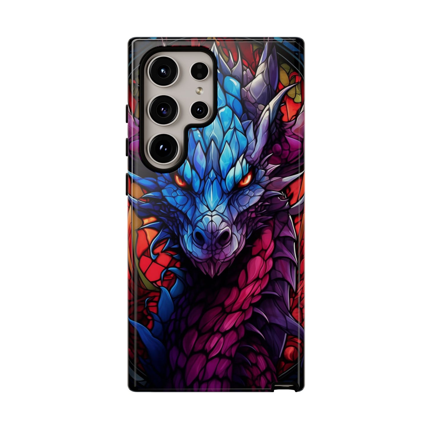 Colorful Blue Dragon Stained Glass Design Phone Case - Tough and Stylish Protection for Your Device, iPhone, Samsung, DND, Fantasy