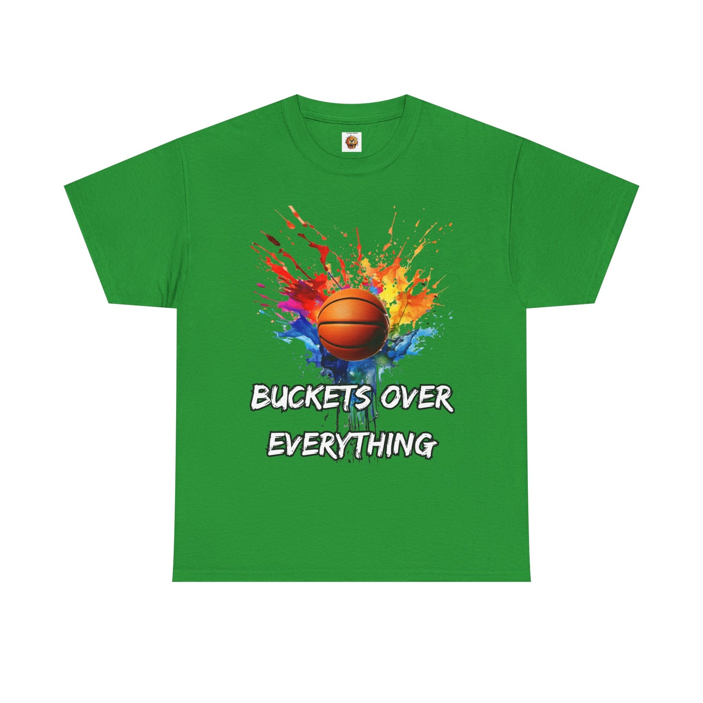 Colorful Basketball Tee - 'Buckets Over Everything' Unisex Heavy Cotton T-Shirt, Sports Enthusiast Gift, Game Day Apparel, Streetwear Style, Paint Splatter