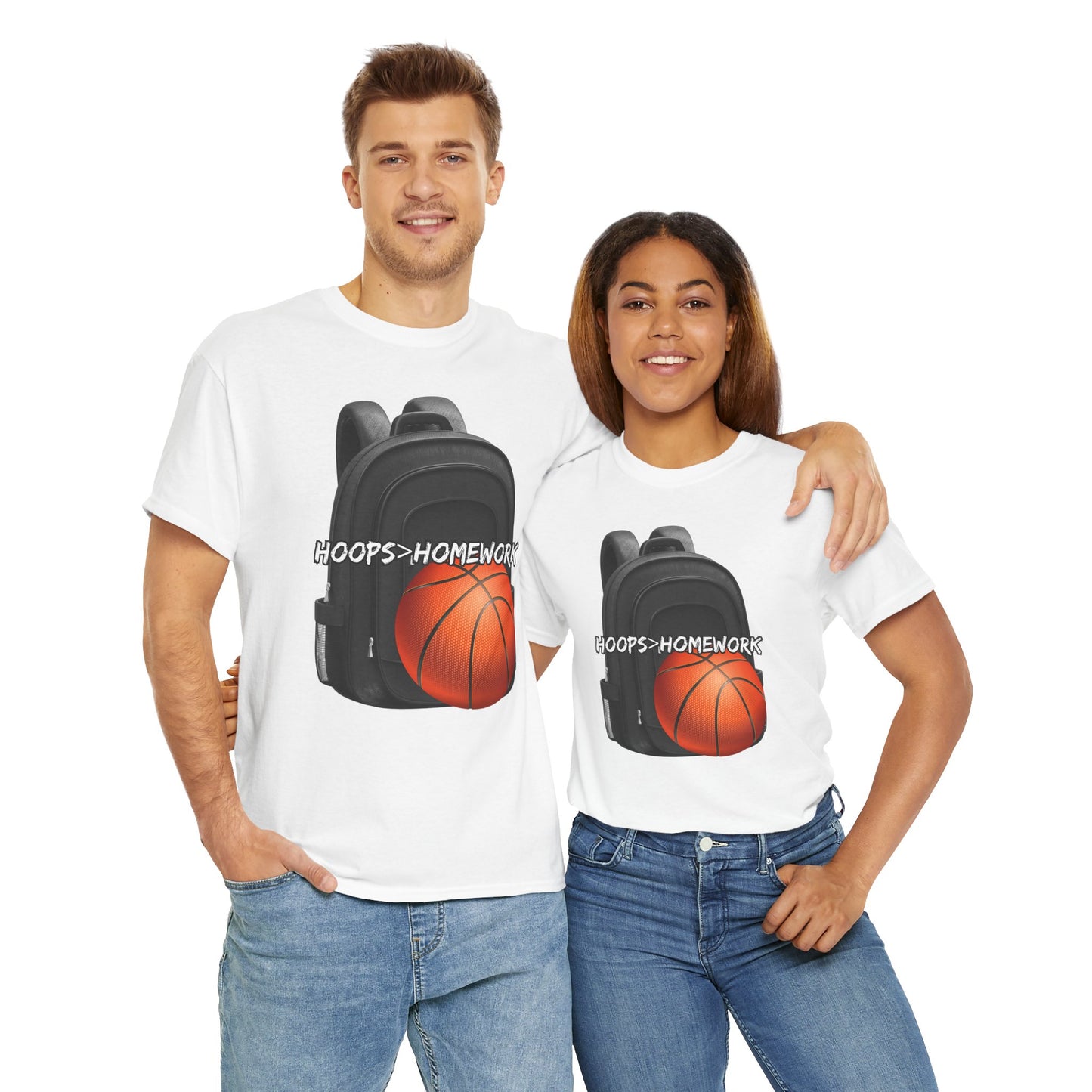 Basketball Tee: Hoops Over Homework, Unisex Cotton Shirt for Sports Lovers, Perfect for Students, Birthday Gift, Game Day Wear