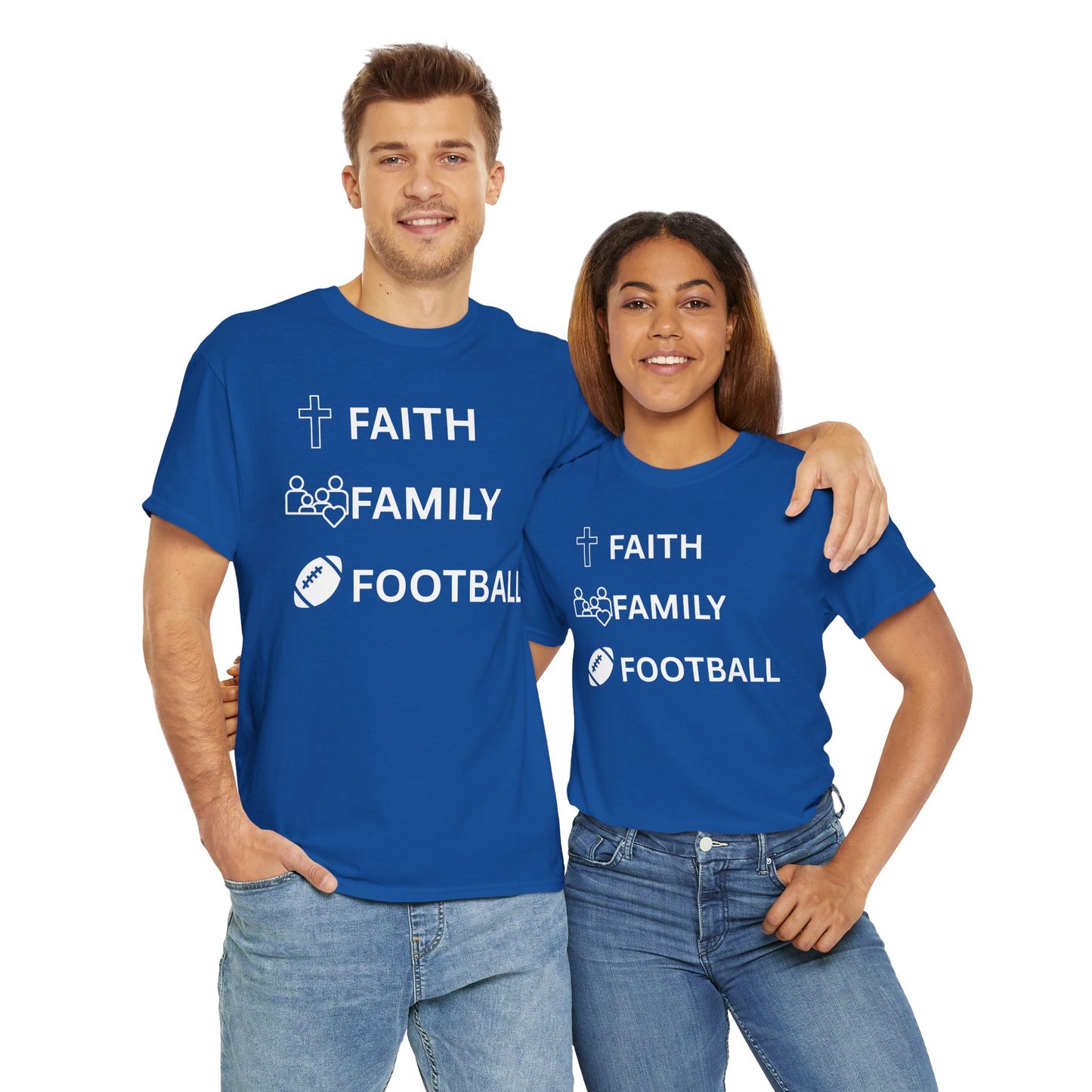 Faith, Family, Football Unisex Comfortable Cotton Tee for Casual Days, Gift for Friends, Weekend Wear, Relaxed Style, Unisex Graphic Tee