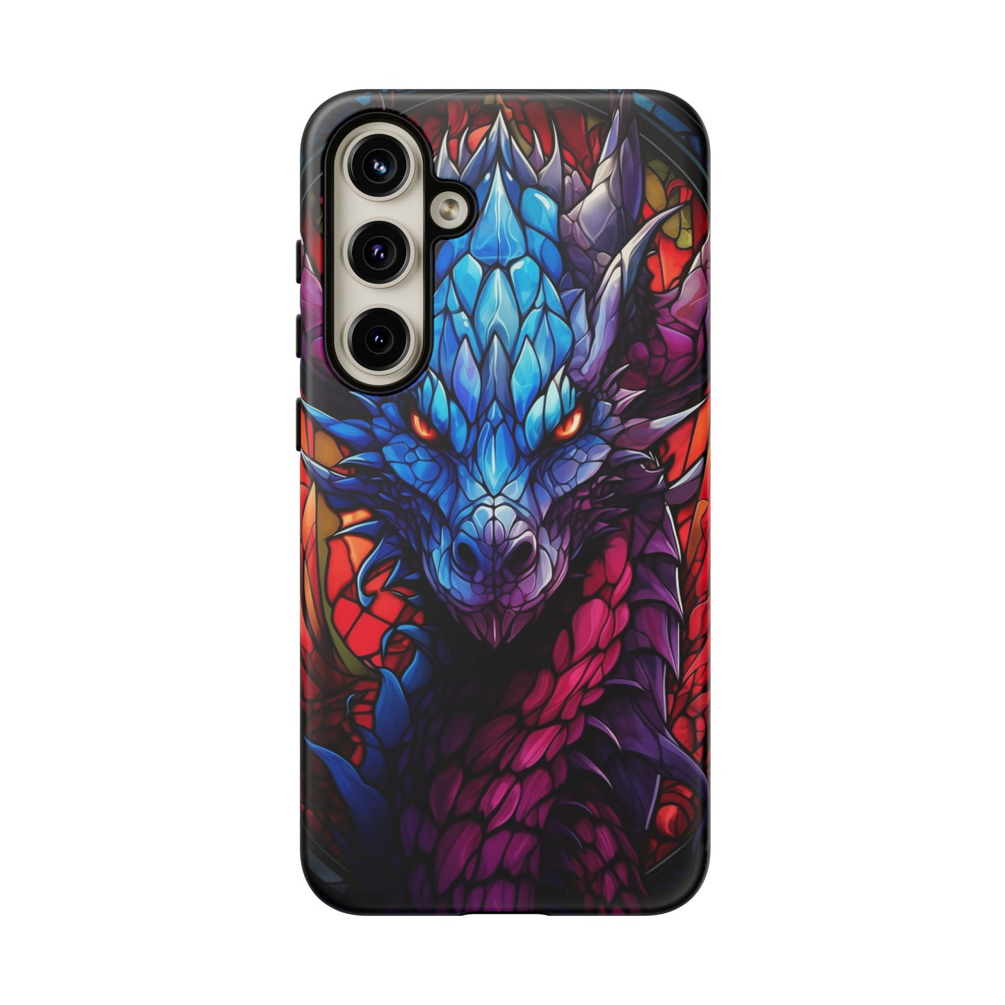 Colorful Blue Dragon Stained Glass Design Phone Case - Tough and Stylish Protection for Your Device, iPhone, Samsung, DND, Fantasy