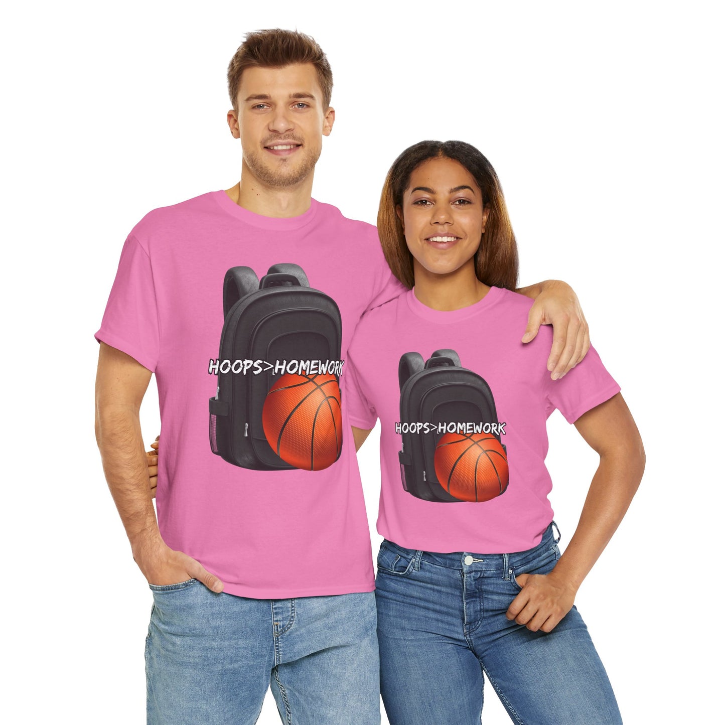 Basketball Tee: Hoops Over Homework, Unisex Cotton Shirt for Sports Lovers, Perfect for Students, Birthday Gift, Game Day Wear