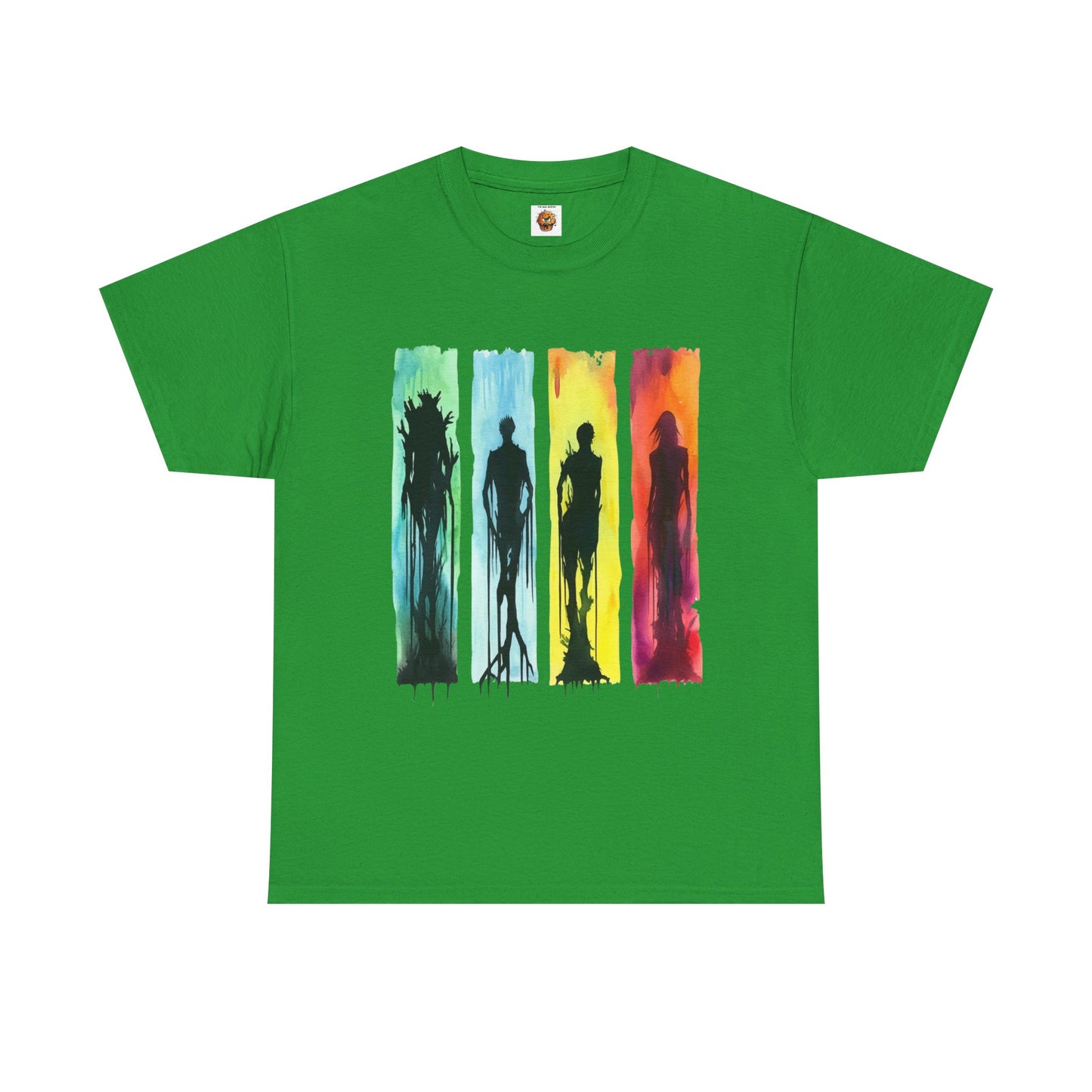 Watercolor Brushstroke Horror Monsters Unisex Heavy Cotton Tee Shirt - Zombie, Scary, Halloween, T-Shirt, Colorful, Geek, Nerd