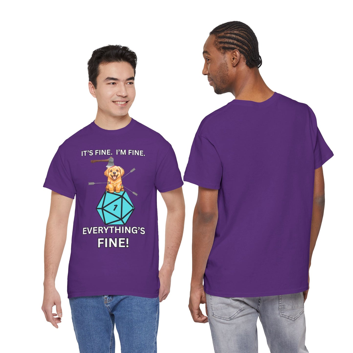 It’s Fine, I’m Fine, Everything’s Fine | Funny D&D Dog Shirt for Tabletop Gamers
