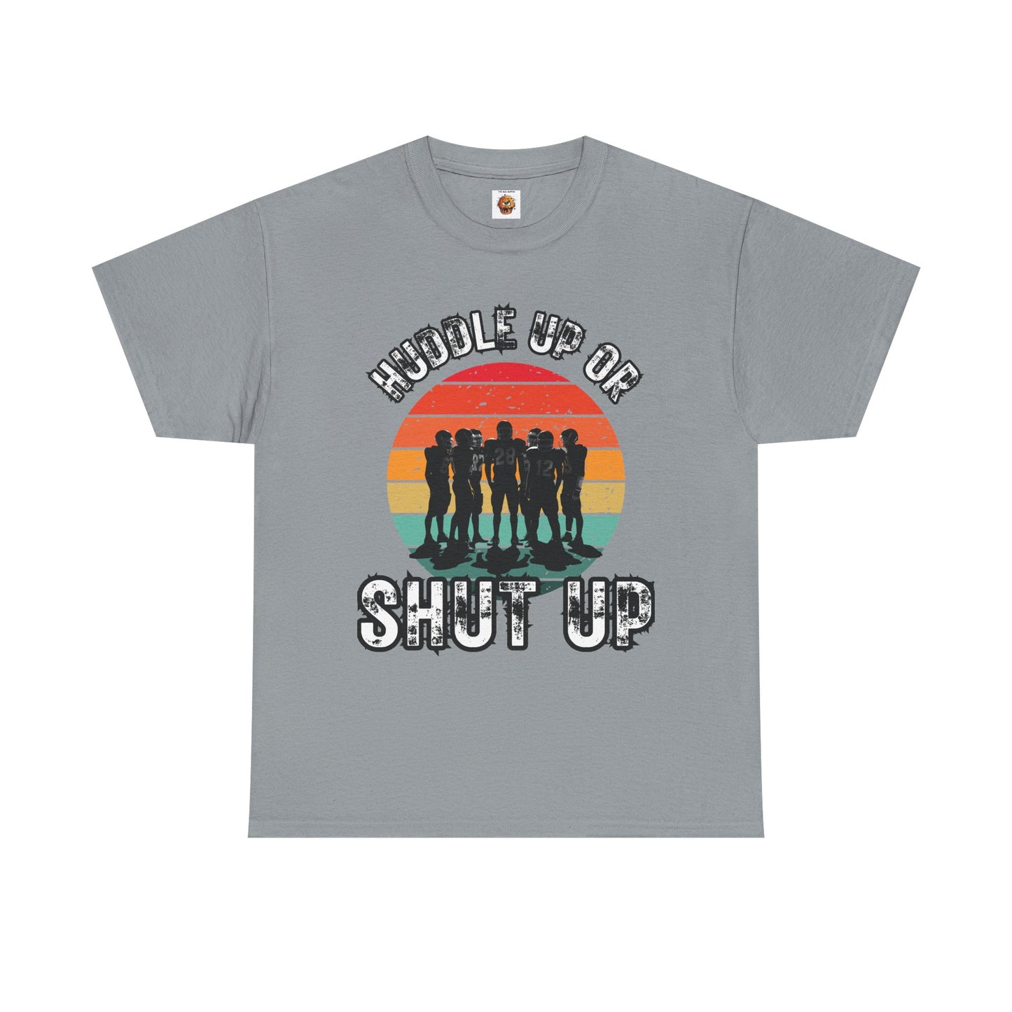'Huddle Up Or Shut Up' Unisex Heavy Cotton Tee with Retro Design, Vintage Graphic Tee, Gift for Friends, Casual Wear, Summer Shirt, Funny T-Shirt, American Football