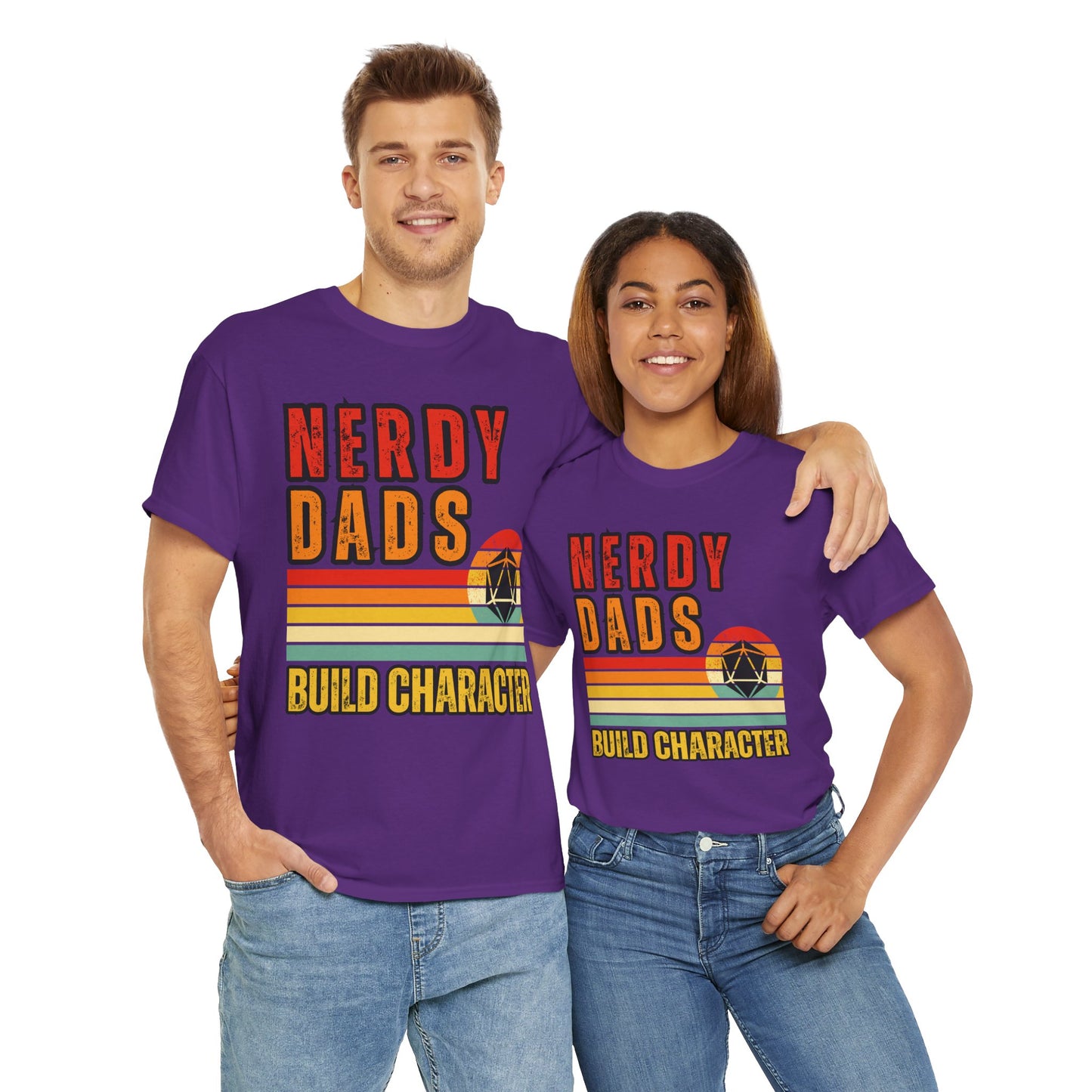 Funny 'Nerdy Dads Build Character' Tee - Perfect Gift for Father's Day, Casual Days, Parenting Humor, Unisex Cotton Shirt, Family Fun, Father, Dad, DND, RPG, TTRPG, Geek, Nerd