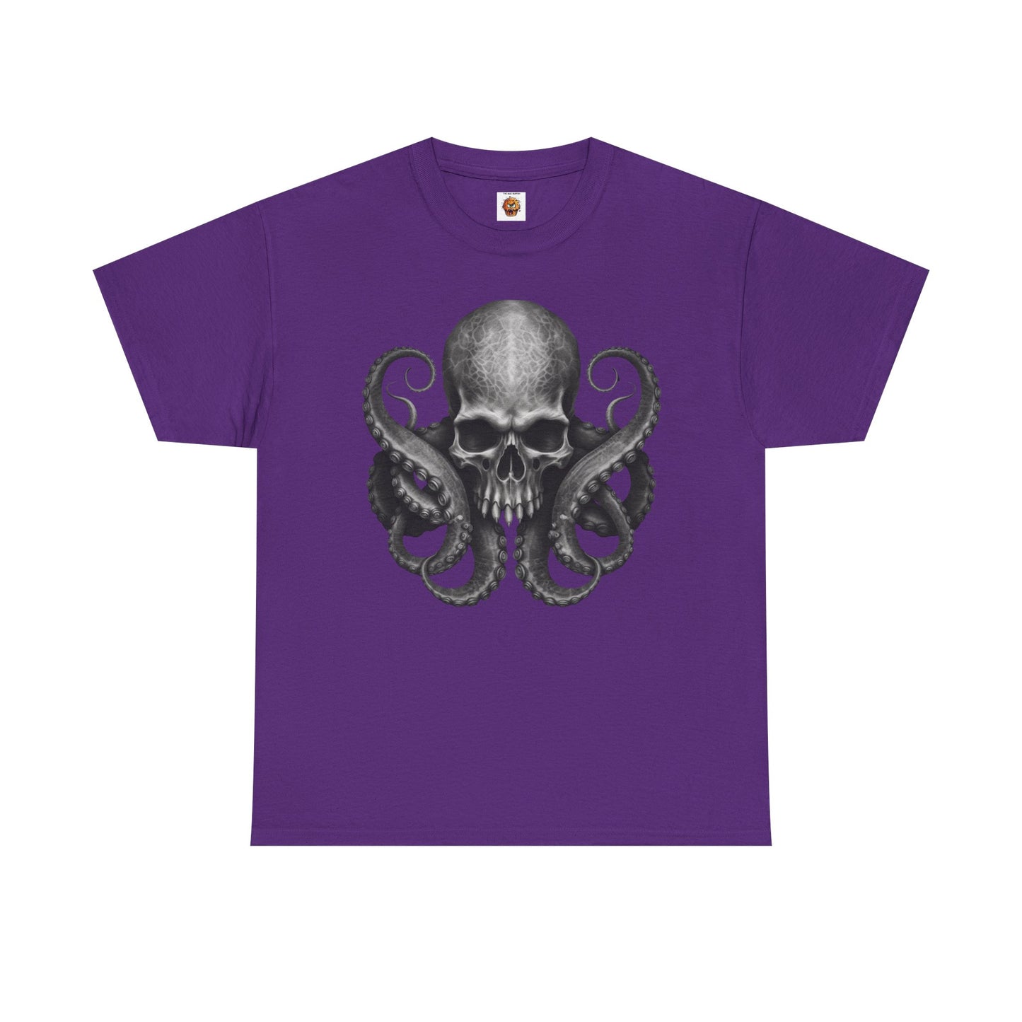 Skull & Octopus Graphic Tee | Edgy Unisex Heavy Cotton T-Shirt, Alternative Fashion, Halloween Gift, Casual Wear, Trendy Apparel, Kraken, Cthulhu, Monster