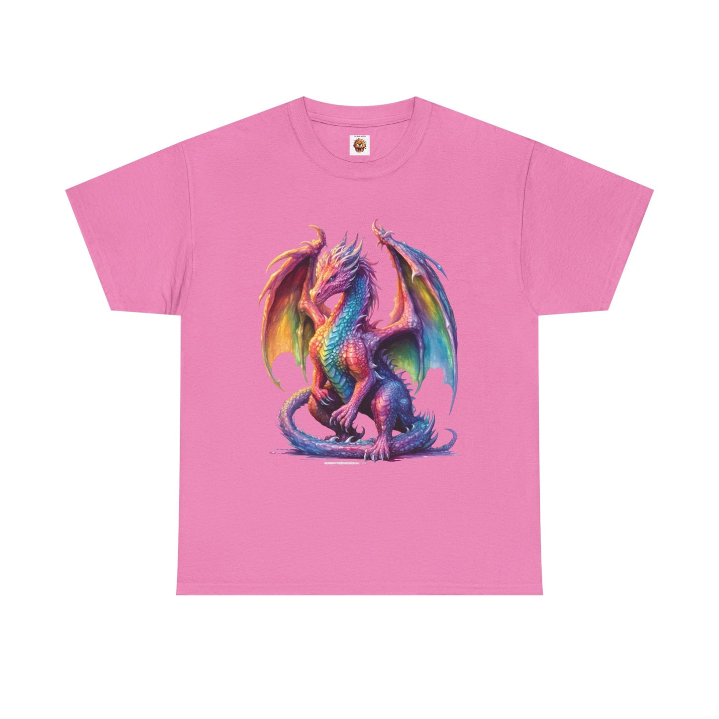 Colorful Rainbow Dragon Unisex Heavy Cotton Tee - Vibrant Fantasy T-Shirt, DND, RPG, TTRPG, Roleplaying, Geek, Nerd
