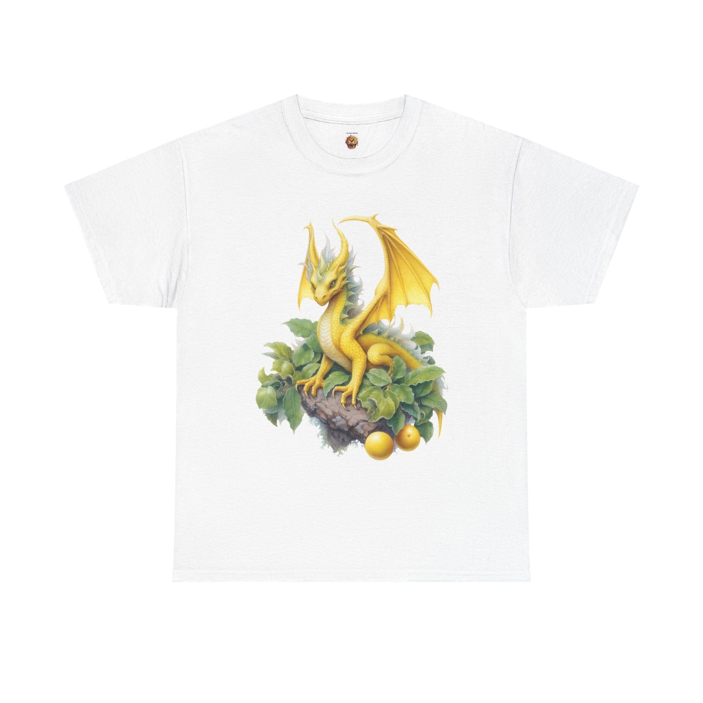 Vintage Lemon Dragon T-Shirt, Unisex Heavy Cotton Tee, Fantasy Apparel, Gift for Nerds, Dragon Lovers, Casual Wear, Fruit Of The Spirit, RPG, Geek, Nerd