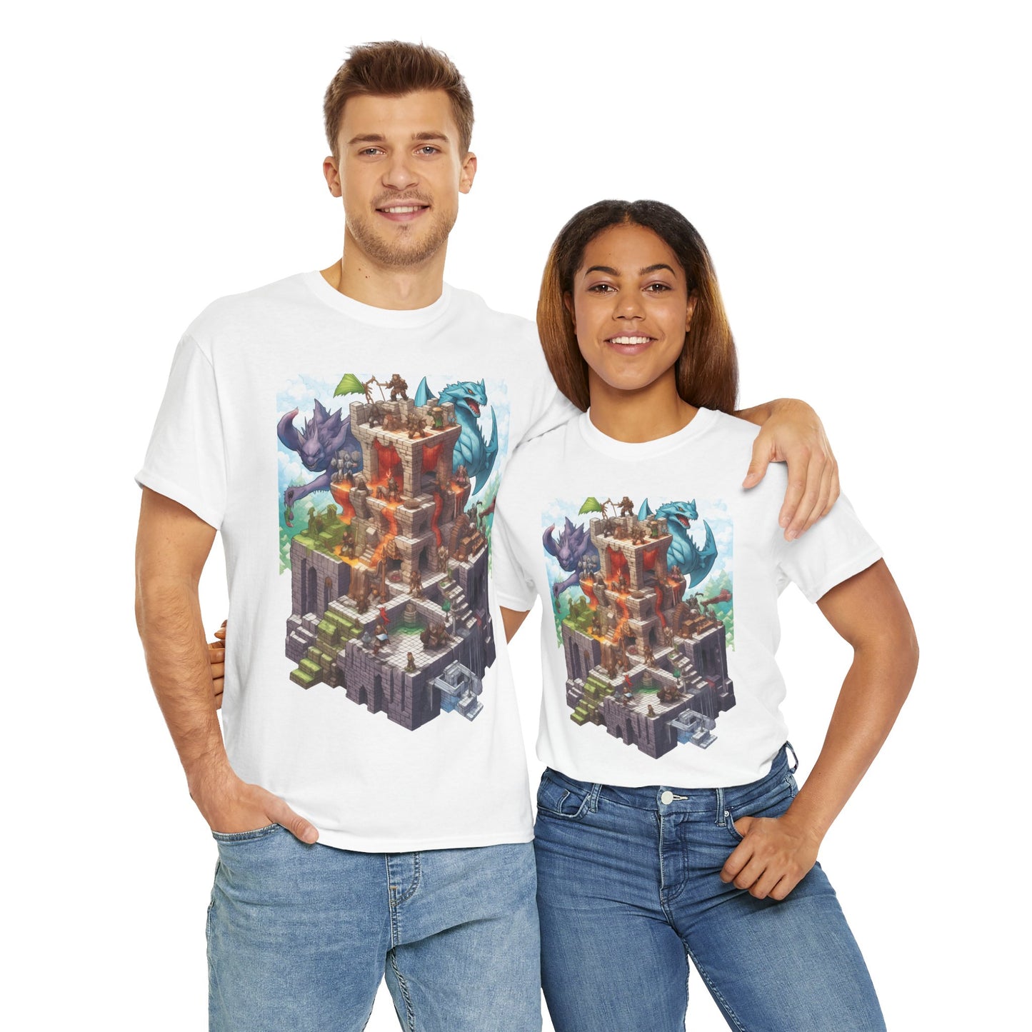 Dungeons and Isometric Dragons Fantasy Adventure Unisex Heavy Cotton Tee, Video Game Shirt, Graphic Tee, Gamer Gift, Casual Wear, Unique T-Shirt, DND, RPG, TTRPG, Geek, Nerd
