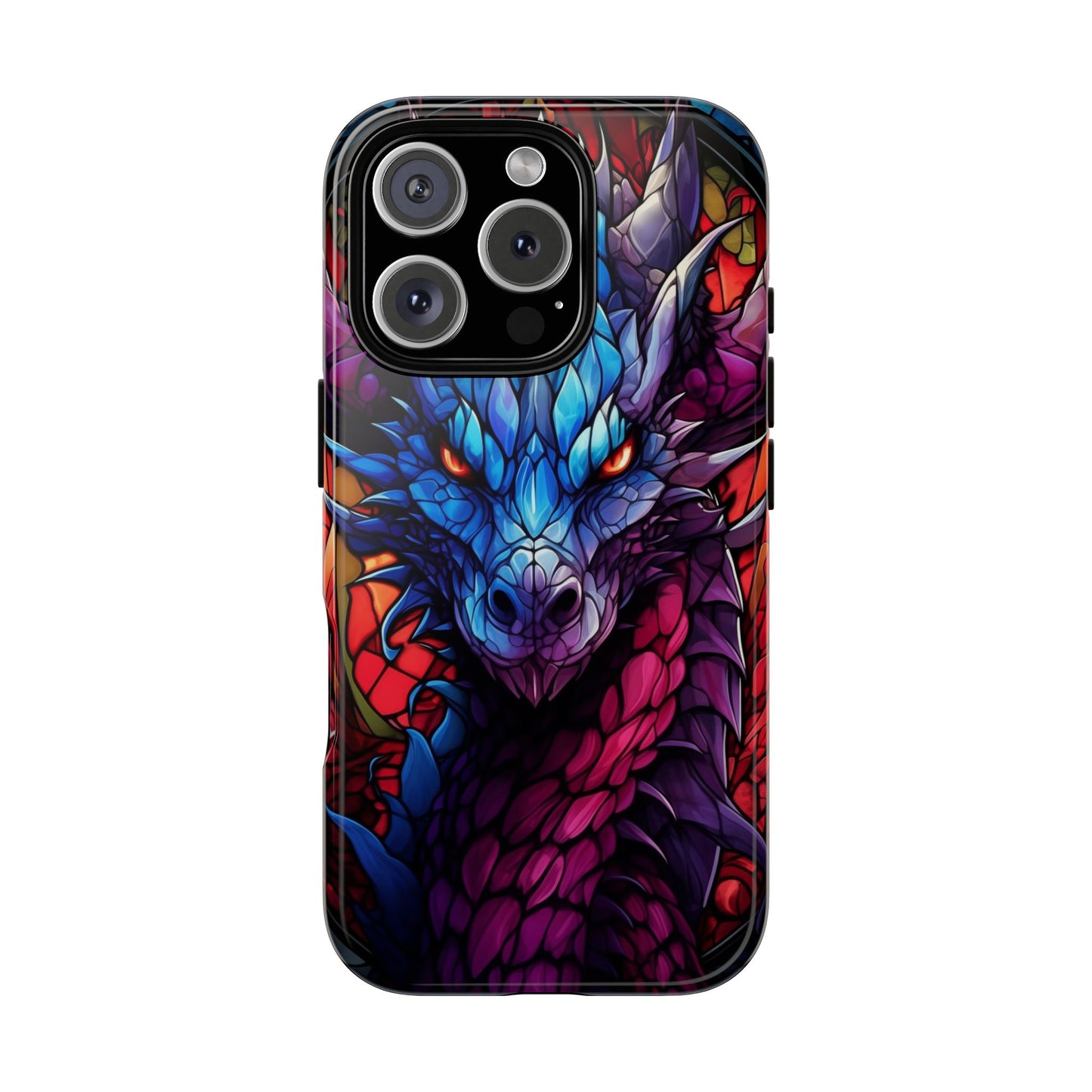 Colorful Blue Dragon Stained Glass Design Phone Case - Tough and Stylish Protection for Your Device, iPhone, Samsung, DND, Fantasy