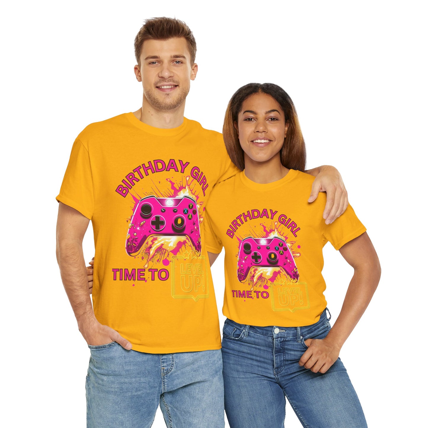 Happy Birthday Girl Gaming Tee Shirt T-Shirt - Time to Level Up, Gamer, Gaming, Video Games, Great For Gamer Girls, Women, Ladies, Geek, Nerd