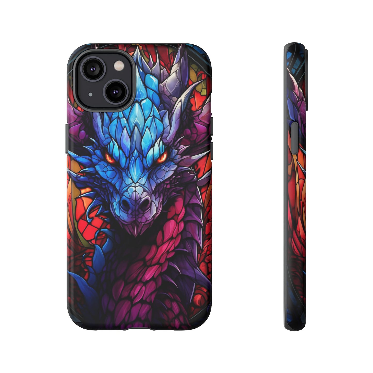 Colorful Blue Dragon Stained Glass Design Phone Case - Tough and Stylish Protection for Your Device, iPhone, Samsung, DND, Fantasy