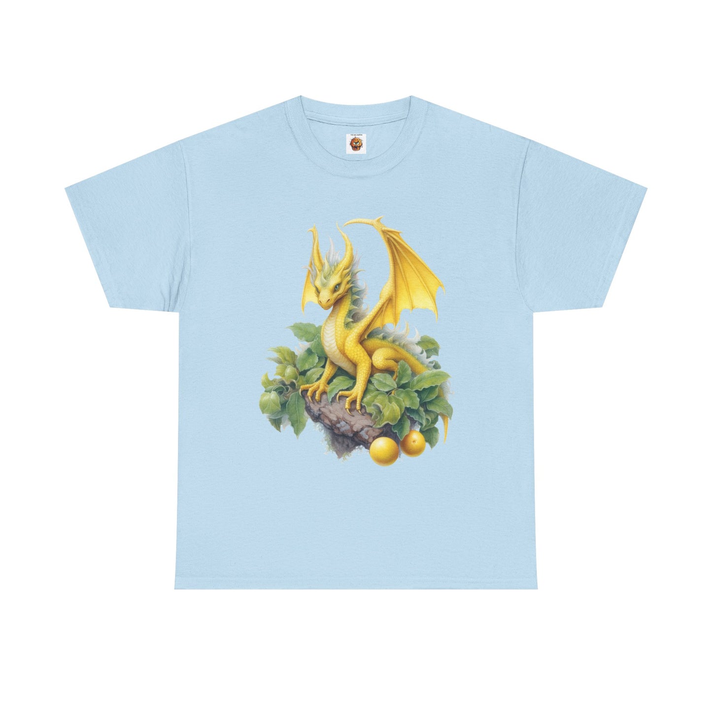 Vintage Lemon Dragon T-Shirt, Unisex Heavy Cotton Tee, Fantasy Apparel, Gift for Nerds, Dragon Lovers, Casual Wear, Fruit Of The Spirit, RPG, Geek, Nerd