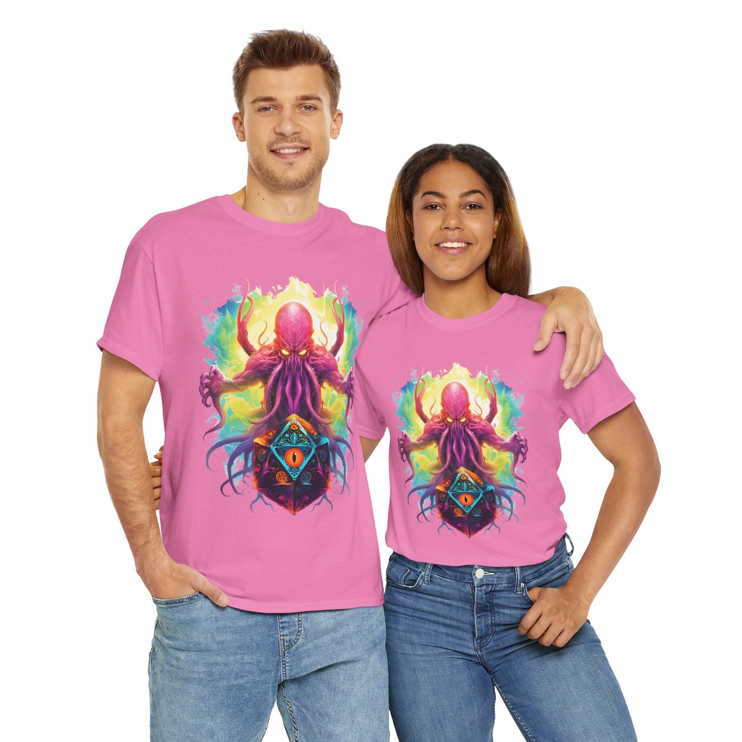 Cosmic Kraken Ancient God Cthulhu Unisex Heavy Cotton Tee Shirt T-Shirt - Vibrant Octopus Design, DND, RPG, TTRPG, Roleplaying, Scary, Horror, Geek, Nerd