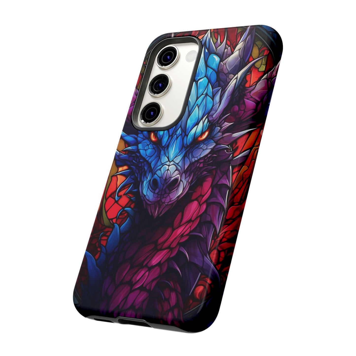 Colorful Blue Dragon Stained Glass Design Phone Case - Tough and Stylish Protection for Your Device, iPhone, Samsung, DND, Fantasy