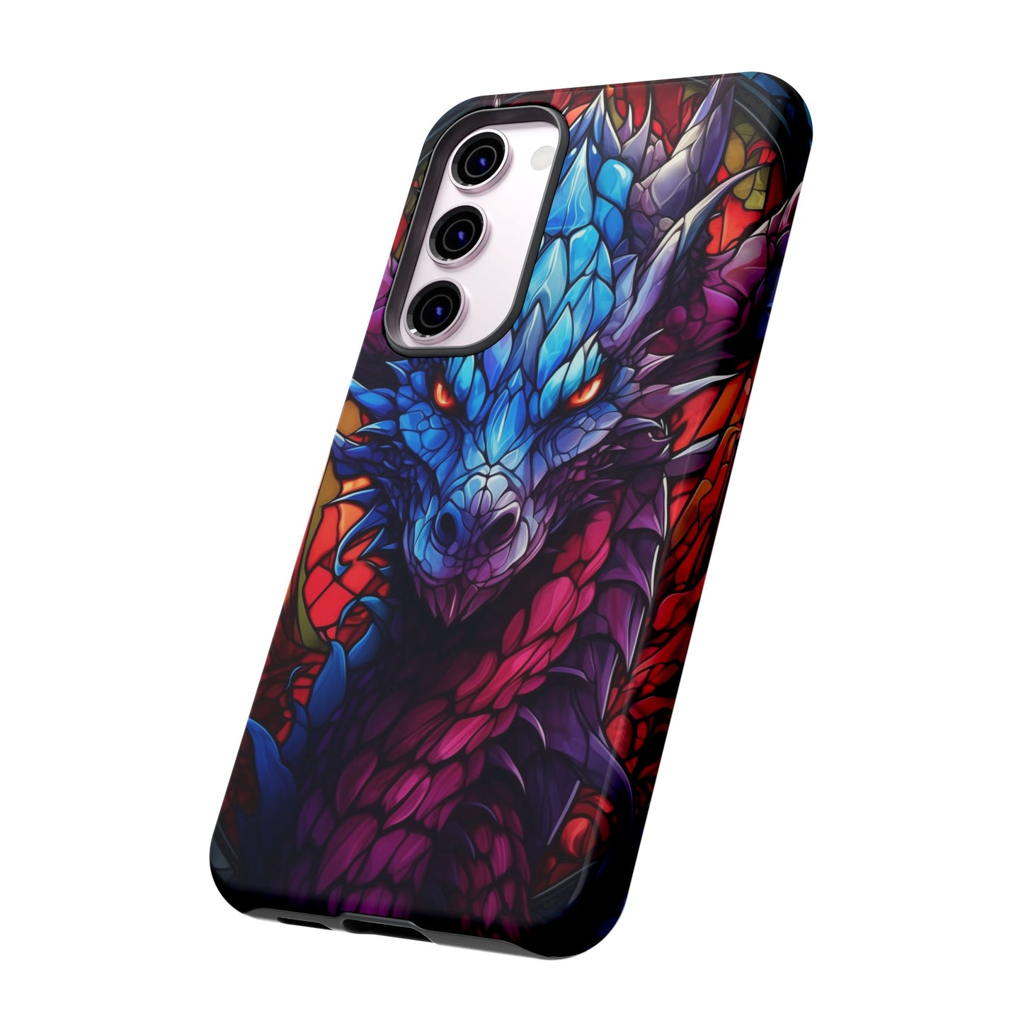 Colorful Blue Dragon Stained Glass Design Phone Case - Tough and Stylish Protection for Your Device, iPhone, Samsung, DND, Fantasy
