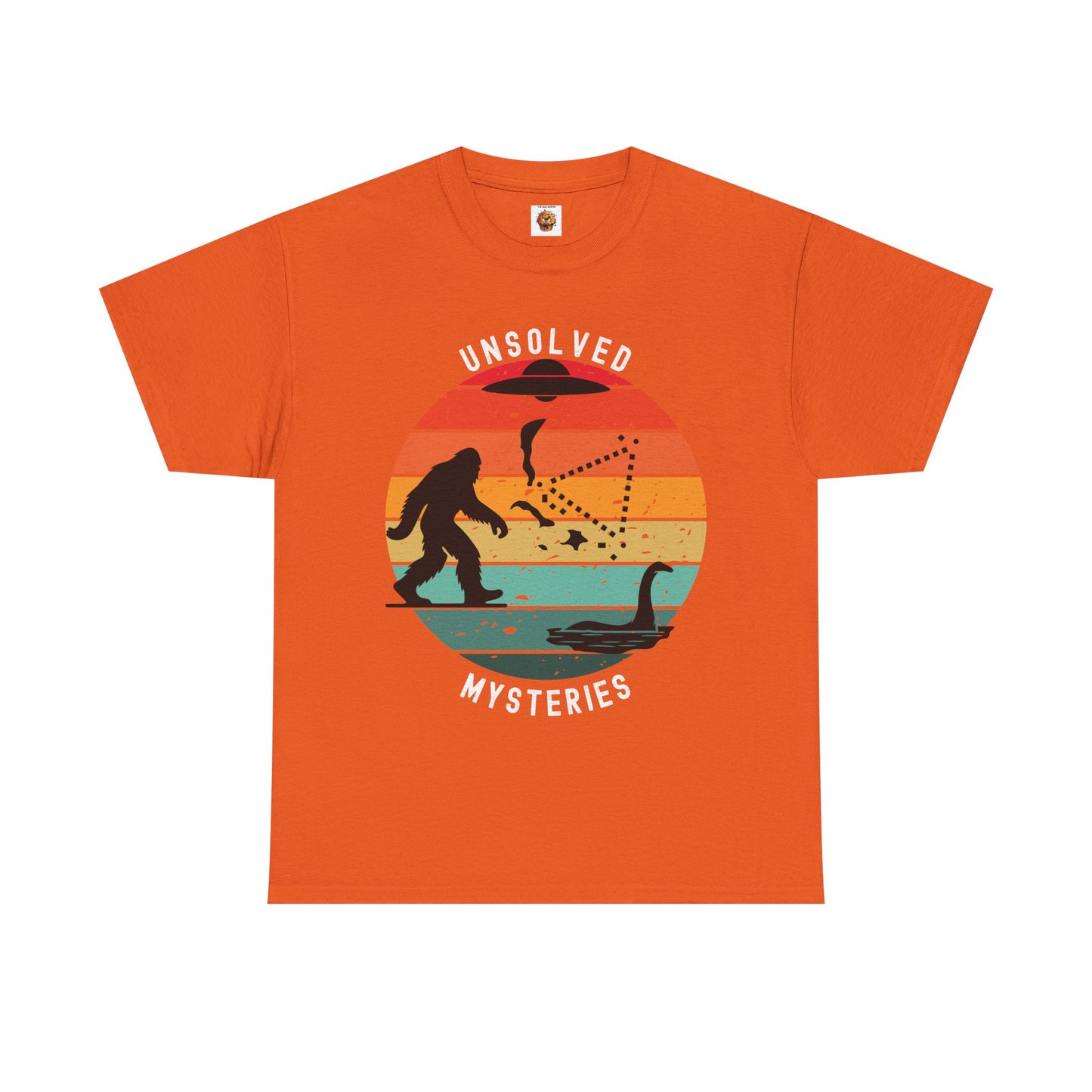 Vintage Retro Sun Cryptid Unsolved Mysteries Exploration Unisex Heavy Cotton Tee Shirt T-Shirt - UFO, Alien, Bigfoot, Lochness Monster, Bermuda Triangle, Geek, Nerd