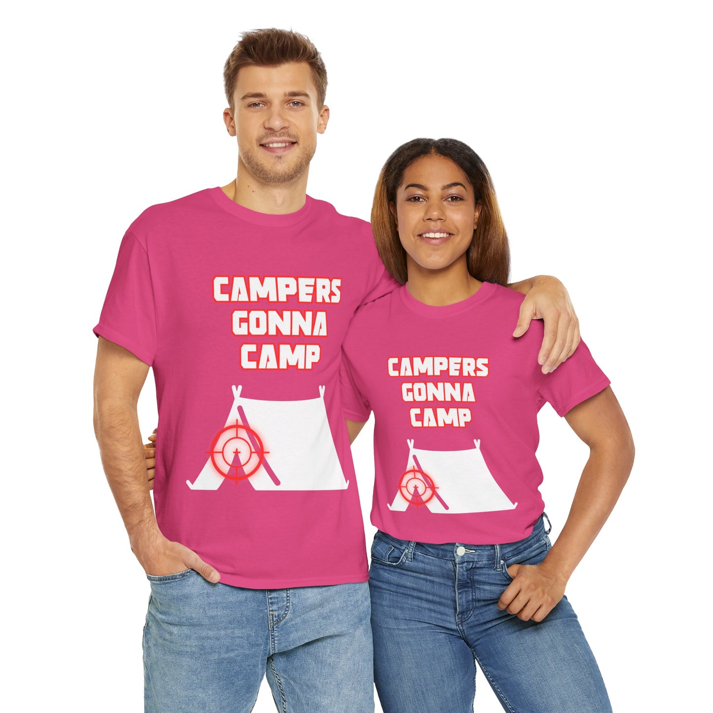 Campers Gonna Camp Unisex Heavy Cotton Tee Shirt T-Shirt - Perfect Gift for Gamers, Gaming, Video Game Lovers, Geek, Nerd