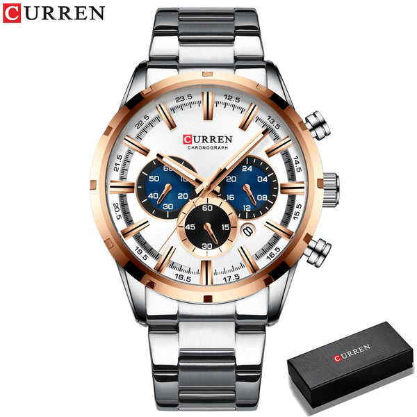 CURREN Men's Water Resistant Stainless Steel Band Watch