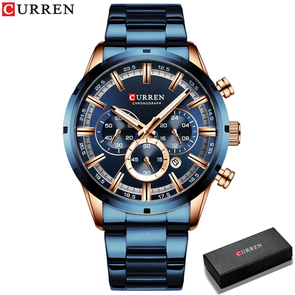 CURREN Men's Water Resistant Stainless Steel Band Watch