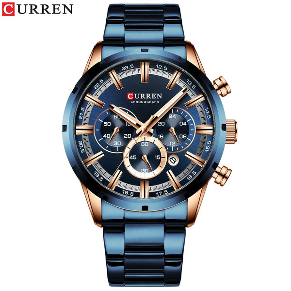 CURREN Men's Water Resistant Stainless Steel Band Watch