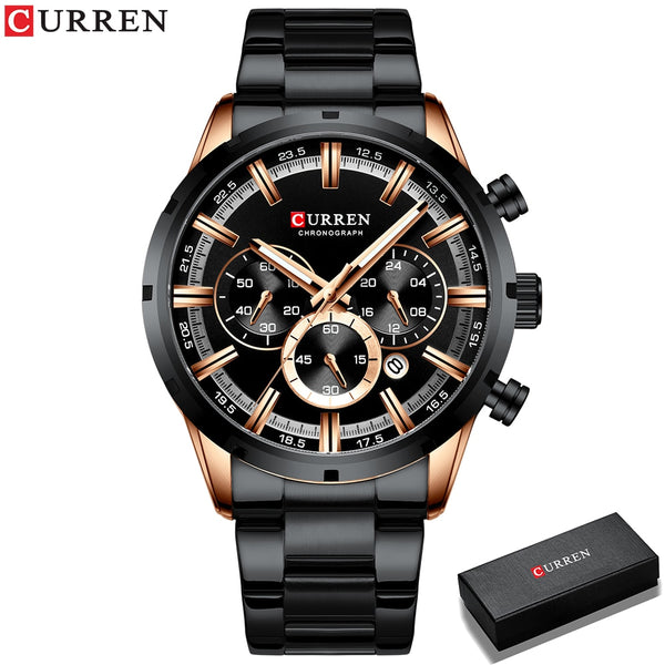 CURREN Men's Water Resistant Stainless Steel Band Watch