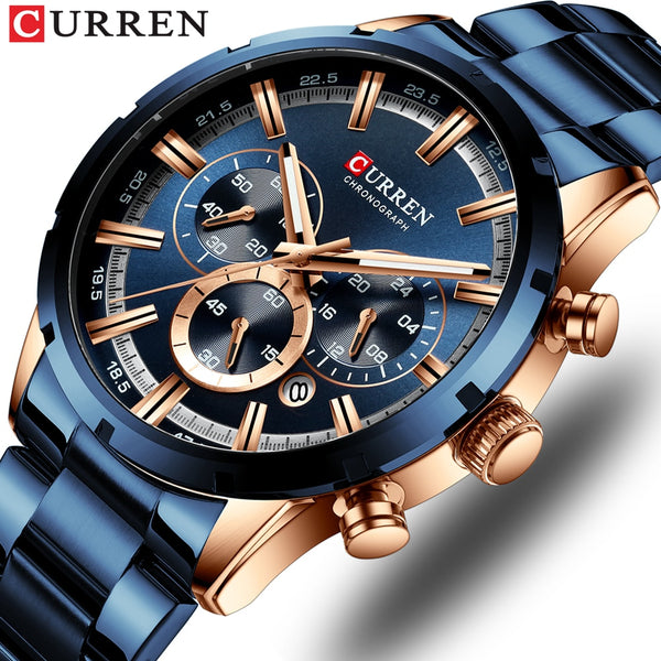 CURREN Men's Water Resistant Stainless Steel Band Watch