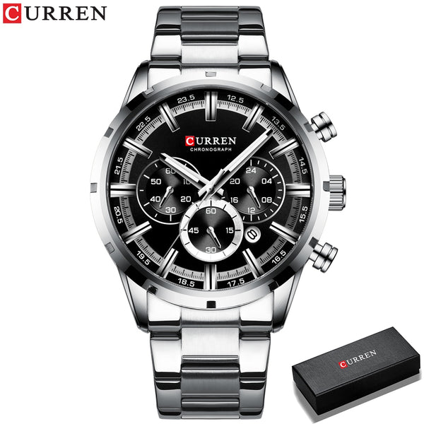 CURREN Men's Water Resistant Stainless Steel Band Watch